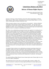 Statement by the Delegation of the United States of America on the release of the 2014 Country Reports on Human Rights Practices by the United States Department of State