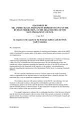 Statement by the Delegation of the Russian Federation in response to the Financial Report and Financial Statements for the Year Ended 31 December 2014 and the Report of the External Auditor