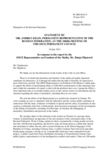 Statement by the Delegation of the Russian Federation in response to the report by the Representative on Freedom of the Media, Ms. Dunja Mijatović