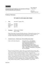 Giornale della 792a Seduta plenaria del Foro di cooperazione per la sicurezza