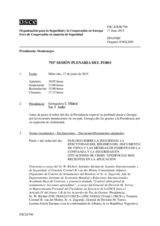 Diario de la 792ª Sesión plenaria del Foro de Cooperación en materia de Seguridad  
