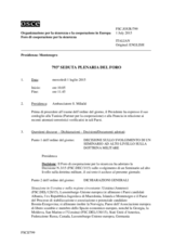 Giornale della 793a Seduta plenaria del Foro di cooperazione per la sicurezza