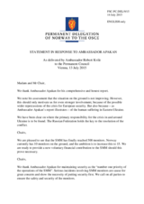 Statement by the Delegation of Norway in response to the update by the Chief Monitor of the OSCE Special Monitoring Mission to Ukraine, Ambassador Ertugrul Apakan