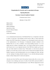 Opening remarks by the OSCE Secretary General Lamberto Zannier