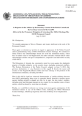 Statement by the Delegation of Armenia in response to the addresses by H.E. Ramil Hasanov and by H.E. Jandos Asanov