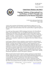 Statement by the Delegation of the United States of America on the ongoing aggression against Ukraine and violations of OSCE principles and commitments by the Russian Federation