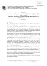 Statement by the Delegation of Armenia in response to the report by the Head of the OSCE Office in Yerevan, Ambassador Andrey Sorokin