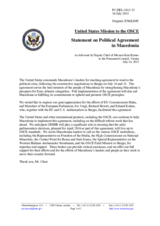 Statement by the Delegation of the United States of Americaon the political agreement in the former Yugoslav Republic of Macedonia