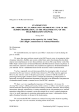 Statement by the Delegation of the Russian Federation in response to the report by the High Commissioner on National Minorities, Ms. Astrid Thors