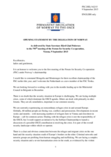 Opening statement of the Norwegian FSC Chairmanship by H.E. Mr. Bård Glad Pedersen, State Secretary, Ministry of Foreign Affairs, Norway