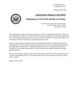 Statement by the Delegation of the United States of America on the terrorist attacks in Turkey