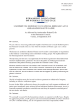 Statement by the Delegation of Norway in response to the address by the Special Representative of the OSCE Chairperson-in-Office in Ukraine and in the Trilateral Contact Group, Ambassador Martin Sajdik