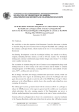 Statement by the Delegation of Armenia on the escalation of the situation along the line of contact between Nagorno-Karabakh and Azerbaijan and on the Armenia-Azerbaijan border
