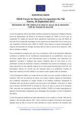Déclaration de l´UE relative à la mise en oeuvre de la résolution 1540 du Conseil de sécurité