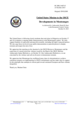 Statement by the Delegation of the United States of America on the situation in Montenegro