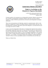 Statement by the Delegation of the United States of America on the situation in the occupied territories of the Republic of Azerbaijan