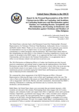 Statement by the Delegation of the United States of America in response to the reports by the Personal Representatives of the OSCE Chairperson-in-Office on Tolerance 