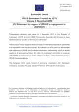 Statement by the Luxembourgian EU Presidency on the parliamentary elections in Azerbaijan, held on 1 November 2015