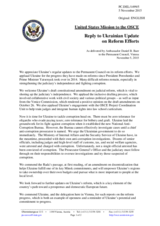 Statement by the Delegation of the United States of America on the reform efforts at strengthening democracy, the rule of law and good governance in Ukraine