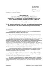 Statement by the Delegation of the Russian Federation in response to the report by the Director of the Office for Democratic Institutions and Human Rights (ODIHR) on the Human Dimension Implementation Meeting