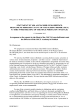 Statement by the Delegation of the Russian Federation in response to the report by the Head of the OSCE Centre in Bishkek, Ambassador Sergey Kapinos, and by the Director of the OSCE Academy in Bishkek, Mr. Maxim Ryabkov
