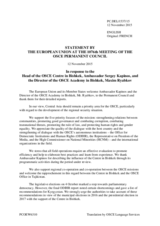 Statement by the Luxembourgian EU Presidency in response to the report by the Head of the OSCE Centre in Bishkek, Ambassador Sergey Kapinos, and by the Director of the OSCE Academy in Bishkek, Mr. Maxim Ryabkov
