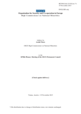 Report by the High Commissioner on National Minorities, Ms. Astrid Thors