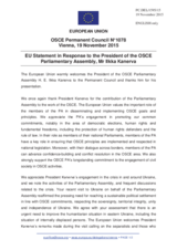 Statement by the Luxembourgian EU Presidency in response to the address by the President of the OSCE Parliamentary Assembly, Mr. Ilkka Kanerva