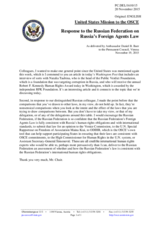 Statement by the Delegation of the United States of America on the Human Rights and Humanitarian Society Memorial in the Russian Federation