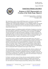 Statement by the Delegation of the United States of America in response to the report by the OSCE Representative on Freedom of the Media, Ms. Dunja Mijatović