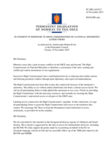 Statement by the Delegation of Norway in response to the report by the High Commissioner on National Minorities, Ms. Astrid Thors