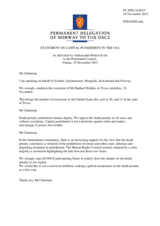 Statement by the Delegation of Norway, also on behalf of Iceland, Liechtenstein, Mongolia and Switzerland, on the death penalty in the United States of America