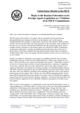 Statement by the Delegation of the United States of America in response to the statement by the Delegation of the Russian Federation on the law on “foreign agents” in the Russian Federation