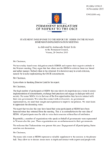 Statement by the Delegation of Norway in response to the report by the Director of the Office for Democratic Institutions and Human Rights (ODIHR) on the Human Dimension Implementation Meeting