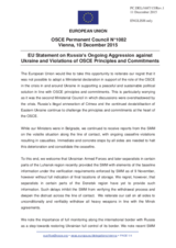 Statement by the Luxembourgian EU Presidency on the ongoing aggression against Ukraine and violations of OSCE principles and commitments by the Russian Federation