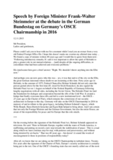 Speech by Foreign Minister Frank-Walter Steinmeier at the debate in the German Bundestag on Germany’s OSCE Chairmanship in 2016