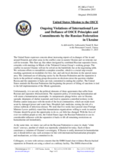 Statement by the Delegation of the United States of America on the ongoing aggression against Ukraine and violations of OSCE principles and commitments by the Russian Federation