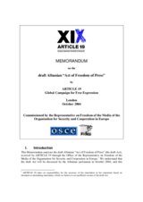 Review of draft Albanian print media law