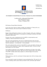 Statement by the Delegation of Norway in response to the address by the Chairperson-in-Office of the OSCE, Minister for Foreign Affairs of Germany, H.E. Frank-Walter Steinmeier