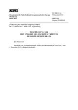 Beschluss Nr. 9/14 über Zeit und Ort des nächsten Treffens des OSZE-Ministerrats 