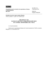 Décision no 9/14 sur les dates et lieu de la prochaine réunion du Conseil ministériel de l’OSCE