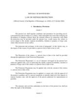 Law on Witness Protection, Republic of Montenegro