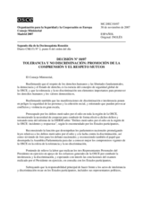 Decisión Nº 10/07 relativa a la tolerancia y no discriminación: Promoción de la comprensión y el respeto mutuos