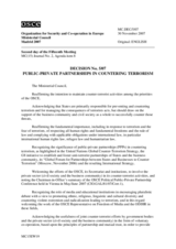 Decision No. 5/07 on public-private partnerships in countering terrorism