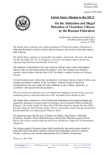 Statement by the Delegation of the United States of America on the abduction and illegal detention of Ukrainian citizens by the Russian Federation
