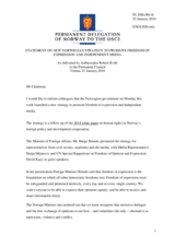 Statement by the Delegation of Norway on the launch of a new strategy to promote freedom of expression and independent media in Norway