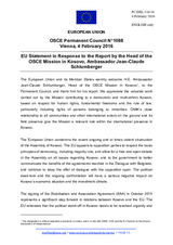 Statement by the Dutch EU Presidency in response to the report by the Head of the OSCE Mission in Kosovo, Ambassador Jean-Claude Schlumberger