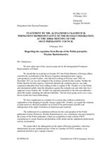 Statement by the Delegation of the Russian Federation on the withdrawal of accreditation and subsequent expulsion from the Russian Federation of Polish journalist Mr. W. Radziwinowicz