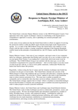 Statement by the Delegation of the United States of America in response to the address by the Deputy Minister for Foreign Affairs of Azerbaijan, H.E. Araz Azimov