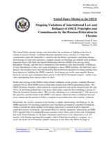 Statement by the Delegation of the United States of America on the ongoing aggression against Ukraine and violations of OSCE principles and commitments by the Russian Federation